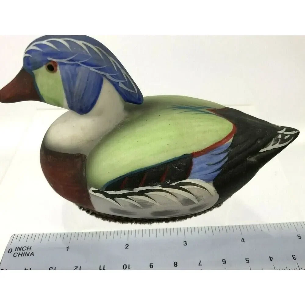 Jasco Mallard Duck Porcelain Lint Remover Brush 1980's Collectible Hand Panted